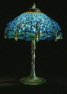 Tiffany Blue Drophead Dragonfly Table Lamp