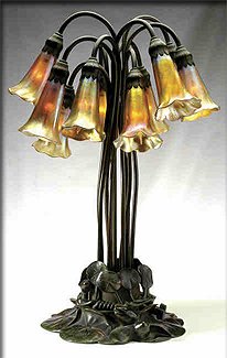 Twelve Shaded Tiffany Lily Table Lamp Twelve Shaded Tiffany Lily Table Lamp