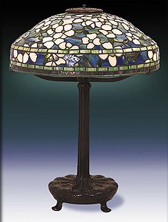 Tiffany belted dogwood table lamp